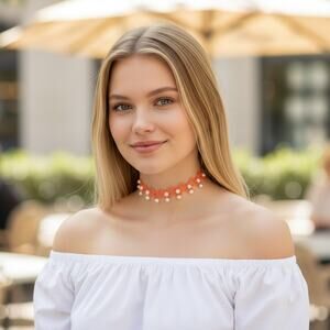 3/$25 - Art Class Choker Necklace Set 5pc Layered Pearl Cherry Charm